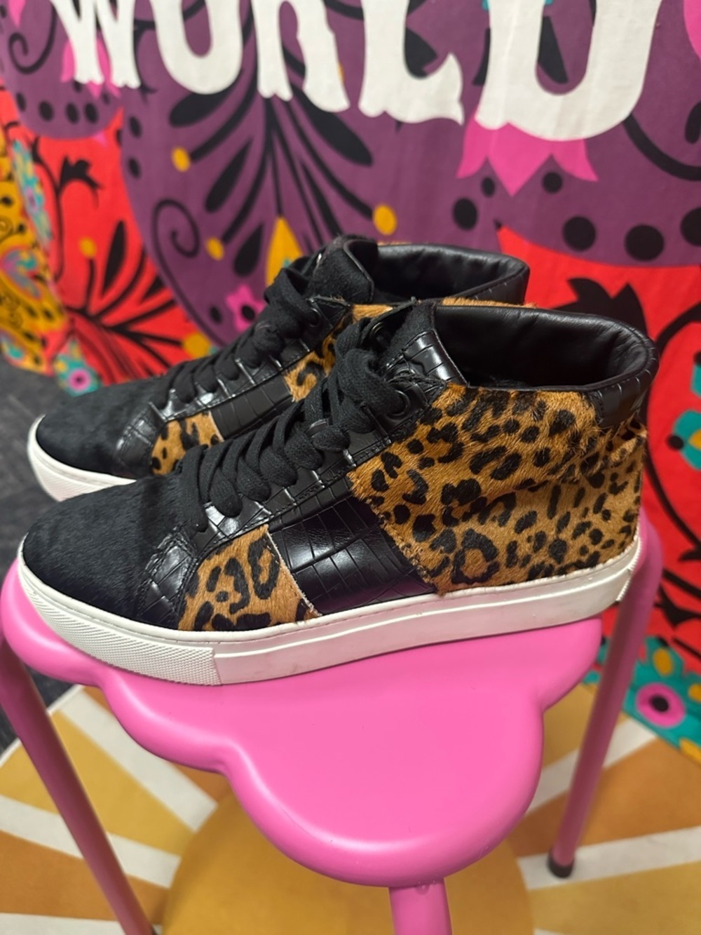 GREATS Brooklyn Leopard Mid Hair calf shoes sz 7.5